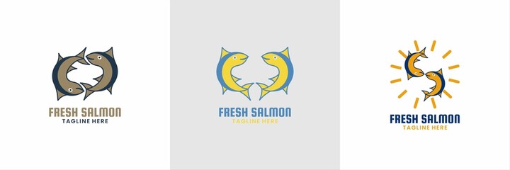 Salmon logo set.Fish Vector Signs or Logo Templates.for company,brand,visual identity and other
