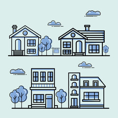 city houses icon group