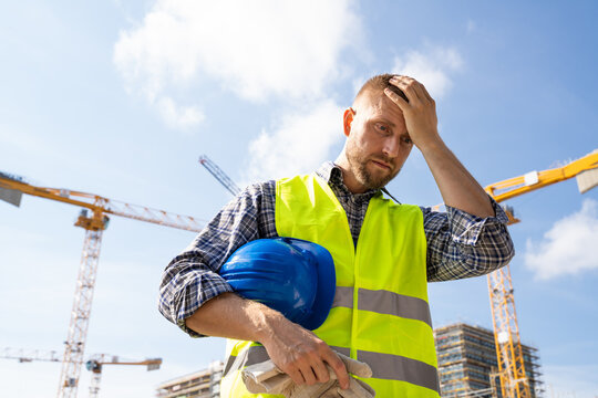 Unhappy Sad Construction Worker