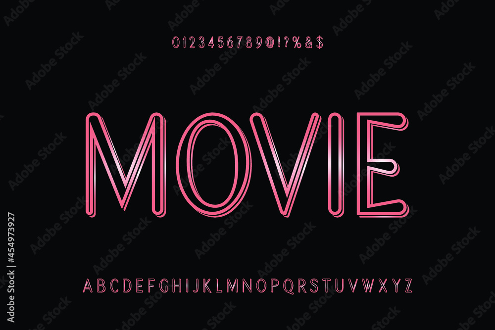 Poster typeface alphabet font script handcrafted handwritten vector label design old style.shadow effect.vi