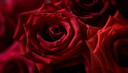 Red rose flowers close-up