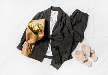 autumn clothes on a white background. stylish women's outfit