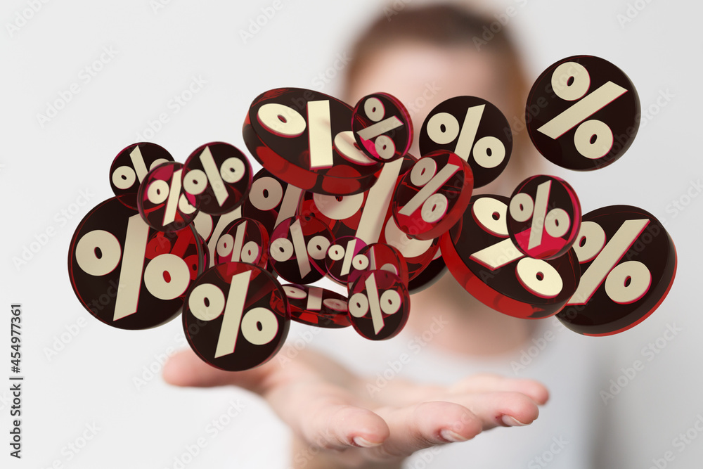 Poster  touching sales icons with a as 3D rendering