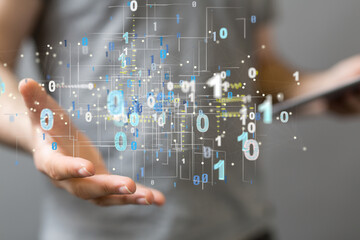 Molecular background with DNA. Network with connecting dots and lines.