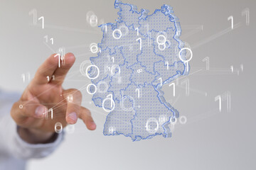 germany map digital in hand 3d