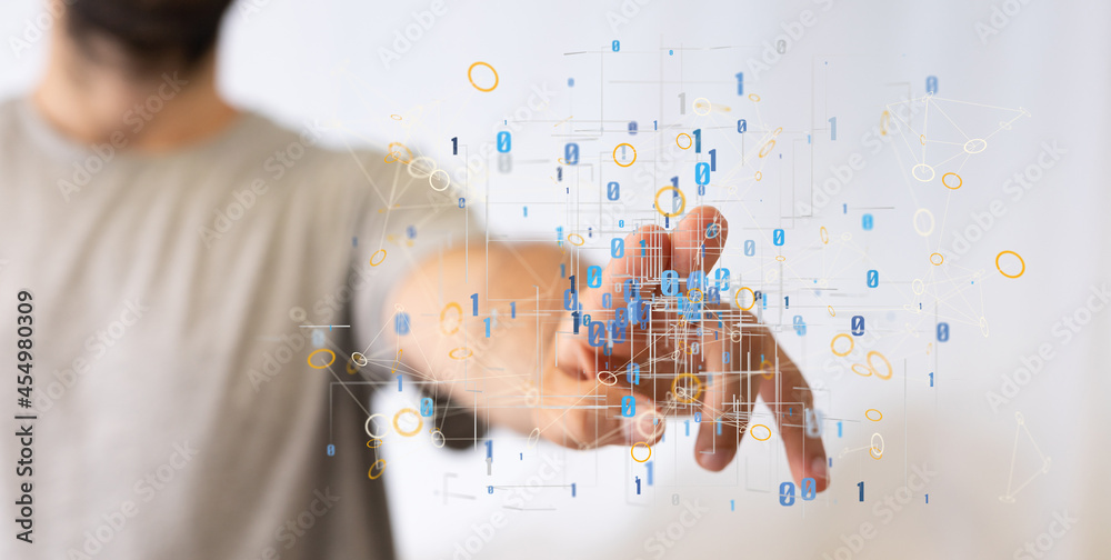 Poster Technology background. Big data concept. Binary