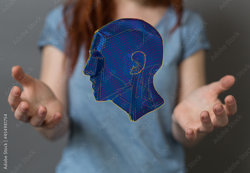 Poster Artificial intelligence concept. Virtual technology web background