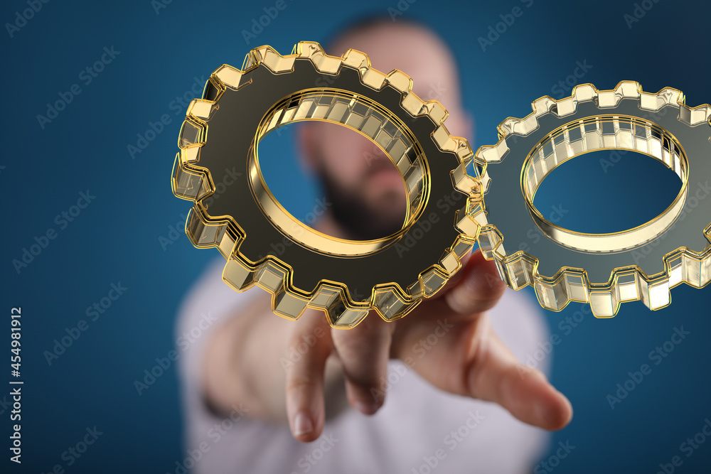 Poster cogs and gear wheel mechanisms. hi-tech digital technology and engineering. abstract technical backg