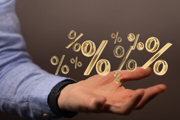 Sales icons floating in the air 3D rendering.