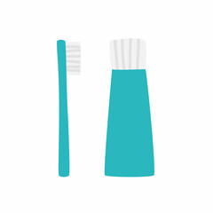 A set of dental care products. you can take it with you on a trip. A set of toothbrushes and toothpaste on a white background.