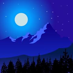 landscape with mountains. night landscape with mountains