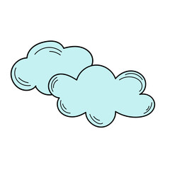 Sketch of clouds. Vector illustration. Clouds doodle icon. Simple hand drawn icon on white