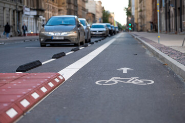 separate bicycle lane for riding bicycles and other city transportation