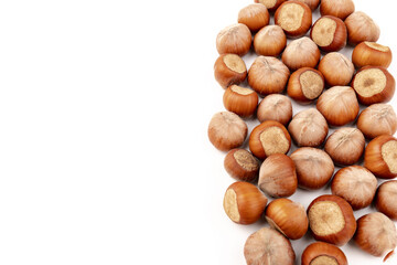 Group of hazelnuts, isolated on white background