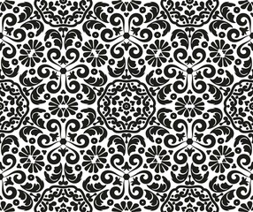 Fototapeta premium Damask seamless pattern with vignettes. Rich Victorian ornament for textile, wallpaper, wrapping or scrapbooking. Seamless vintage pattern.