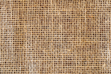 texture of rustic jute fabric. top view