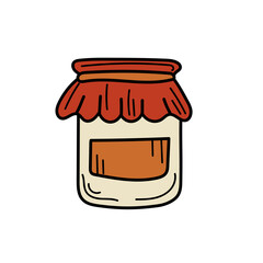 Jam jar - vector sketch icon isolated on background. Hand drawn jam jar icon on white