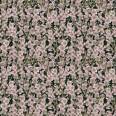 Seamless botanical pattern with pink flowers