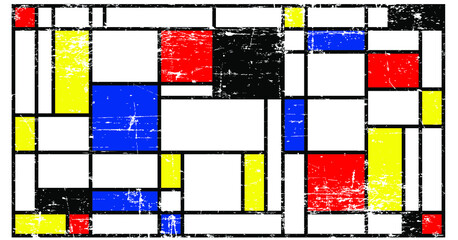 Checkered Piet Mondrian style emulation. The Netherlands art history and Holland painter. Dutch mosaic or checker line pattern banner or card.