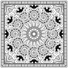 Mehndi flower for henna, mehndi, tattoo, decoration. decorative ornament in ethnic oriental style. doodle ornament. coloring book page.