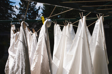 clothes hanging on a clothesline