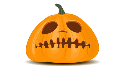 Halloween pumpkin on a white background, orange pumpkin with different shapes and faces. Vector illustration.