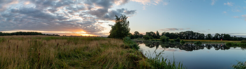 Panorama sunset and river