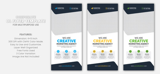 Corporate Professional Business DL Flyer Rack Card Template Design Layout for Office Event Company Multipurpose Use