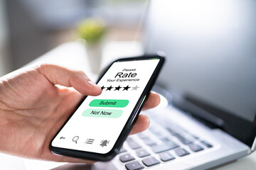 Adult Filling Online Survey Rating Questionnaire