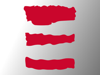 Flag Ribbons. Red marker brush pen stroke trace vector shape flag set gradien background. Waving flag vector collection, copy paste place. White grey gradient backdrop vector.