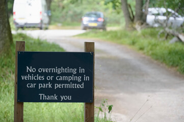 No camping and no overnight parking in carpark