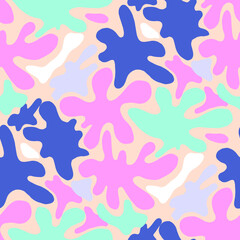 Seamless vector pattern with abstract modern doodles. Bright summer print. Trendy colorful background. Vintage geometric doodles.	