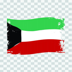 Kuwait Flag Transparent With Watercolor Paint Brush