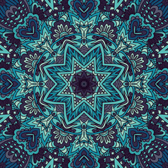 Seamless vector pattern for tiles and fabric. Abstract geometric vintage deep blue dark seamless pattern ornamental.