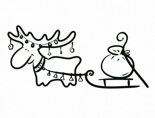 The Christmas deer drawing is made on a digital tablet