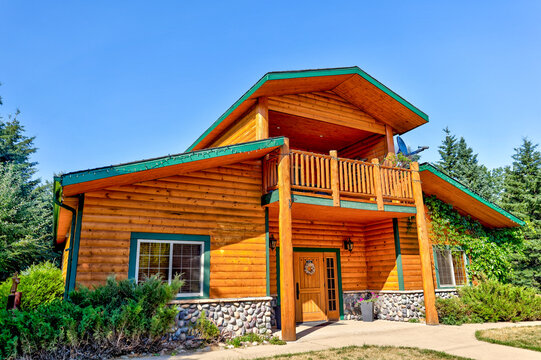 Prairie Creek, Alberta - July 24, 2021: Signage And Accommodations At Prairie Creek Inn Outside Of Rocky Mountain House Alberta