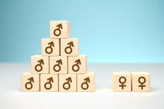 Gender In-equality Concept. Women Being Excluded From The Positions In The Hierarchy.