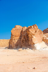Fototapeta premium Colored Salam canyon in the Sinai Peninsula, beautiful curved limestone stones.