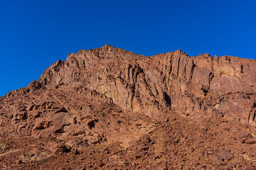 Fototapeta premium Egypt, view of Mount Moses on a bright sunny day
