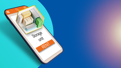 Storage company apps. Advertising banner for storage company.  warehouse company website on phone....