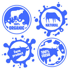 Dairy vintage vector logos, milk