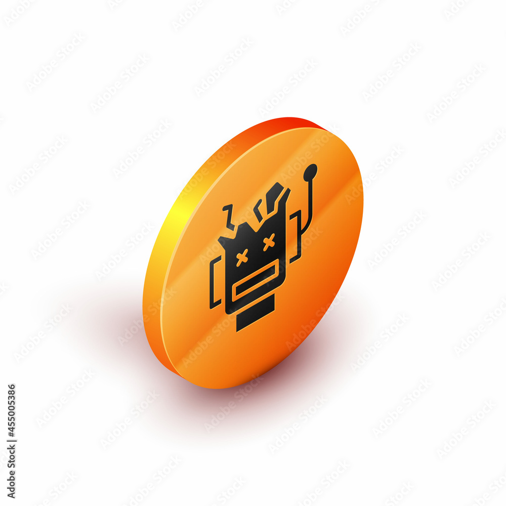 Poster isometric broken robot icon isolated on white background. artificial intelligence, machine learning,