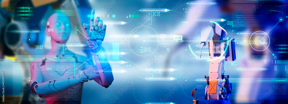 Poster engineering smart factory programming automated machine ar augmented reality technology futuristic i