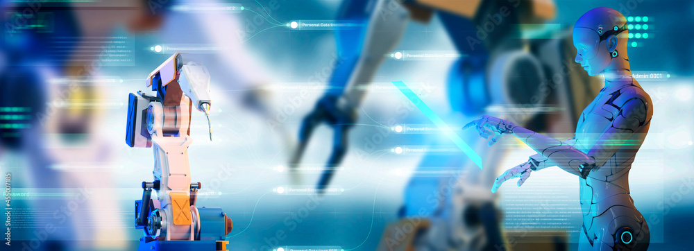 Poster engineering smart factory programming automated machine ar augmented reality technology futuristic i