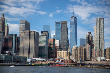 Fototapeta na wymiar A view of the Manhattan skyline from the East River in New York City on Saturday, Sept. 4, 2021. (Gordon Donovan) 