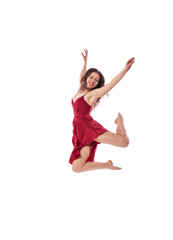Fototapeta na wymiar Young ballet dancer wearing red dress isolated