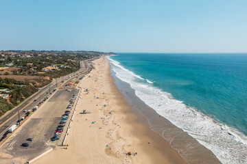 Beach in Malibu, California. Drone view