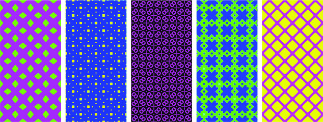 Rainbow chevron vector geometric seamless patterns collection. Set of bright colorful backgrounds with modern minimal labels. Cute abstract zigzag textures. Pattern design for Easter, holiday decor 