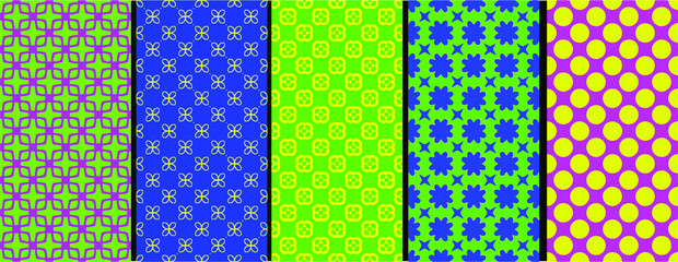 Rainbow chevron vector geometric seamless patterns collection. Set of bright colorful backgrounds with modern minimal labels. Cute abstract zigzag textures. Pattern design for Easter, holiday decor 