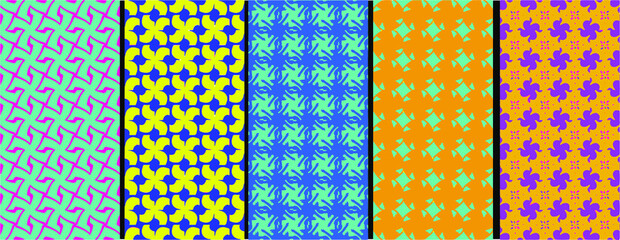 Rainbow chevron vector geometric seamless patterns collection. Set of bright colorful backgrounds with modern minimal labels. Cute abstract zigzag textures. Pattern design for Easter, holiday decor 
